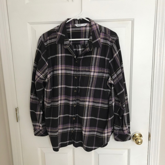 Sonoma Plaid Button Down Flannel Shirt Size XL Purple Black - Picture 1 of 6